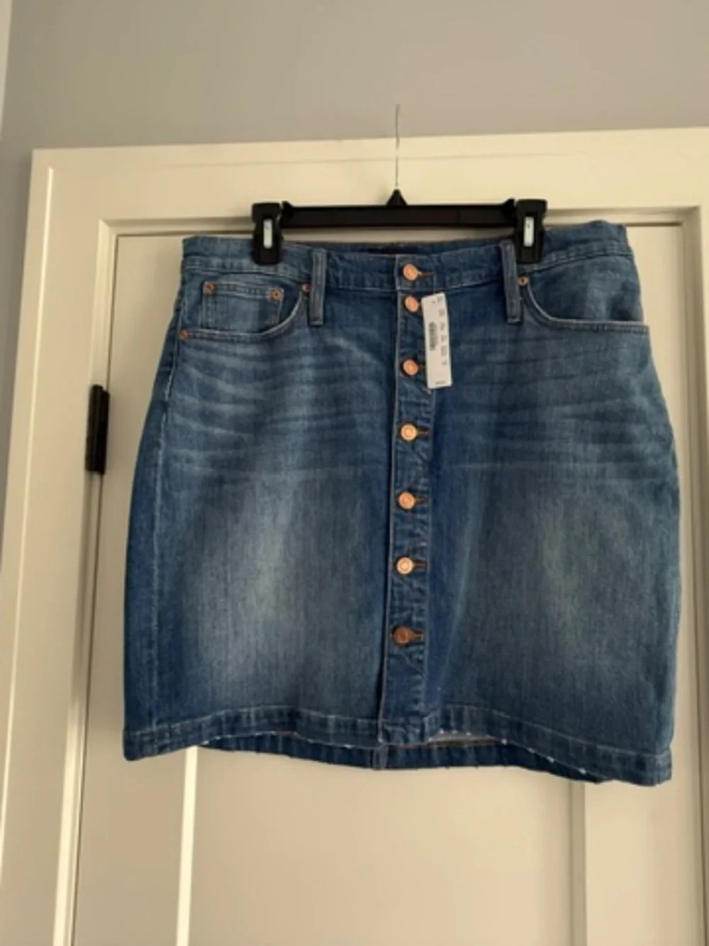 NWT J. Crew Button Front Blue Denim Jean Skirt Medium Wash Size 32